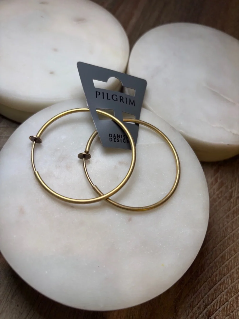 235 Pilgrim Gold-Tone Thin Hoop Earrings - Picture 4 of 7